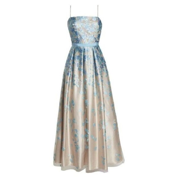 Eliza J Floral Embroidered Box Pleat Ball Gown dress SIZE 6 350$ - Picture 4 of 7